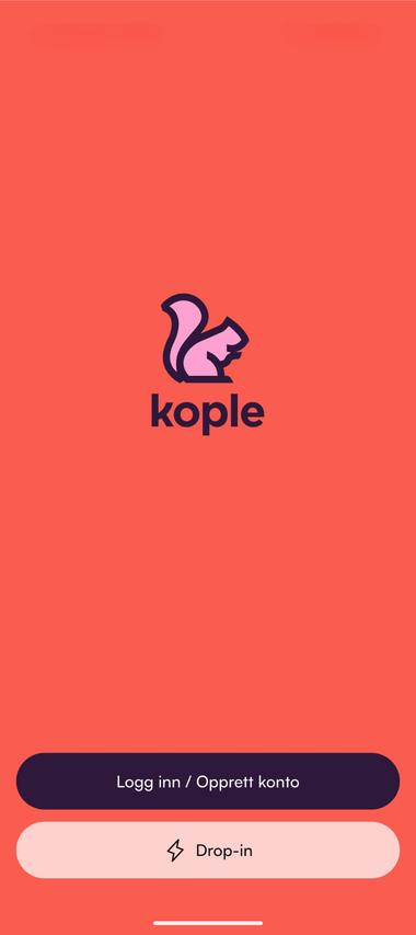 Åpningsskjermen i Kople-appen