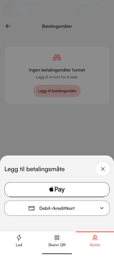Valg av betalingsmåte i Kople-appen