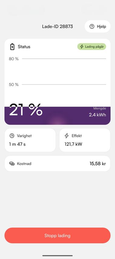 Ladestatus i Kople-appen
